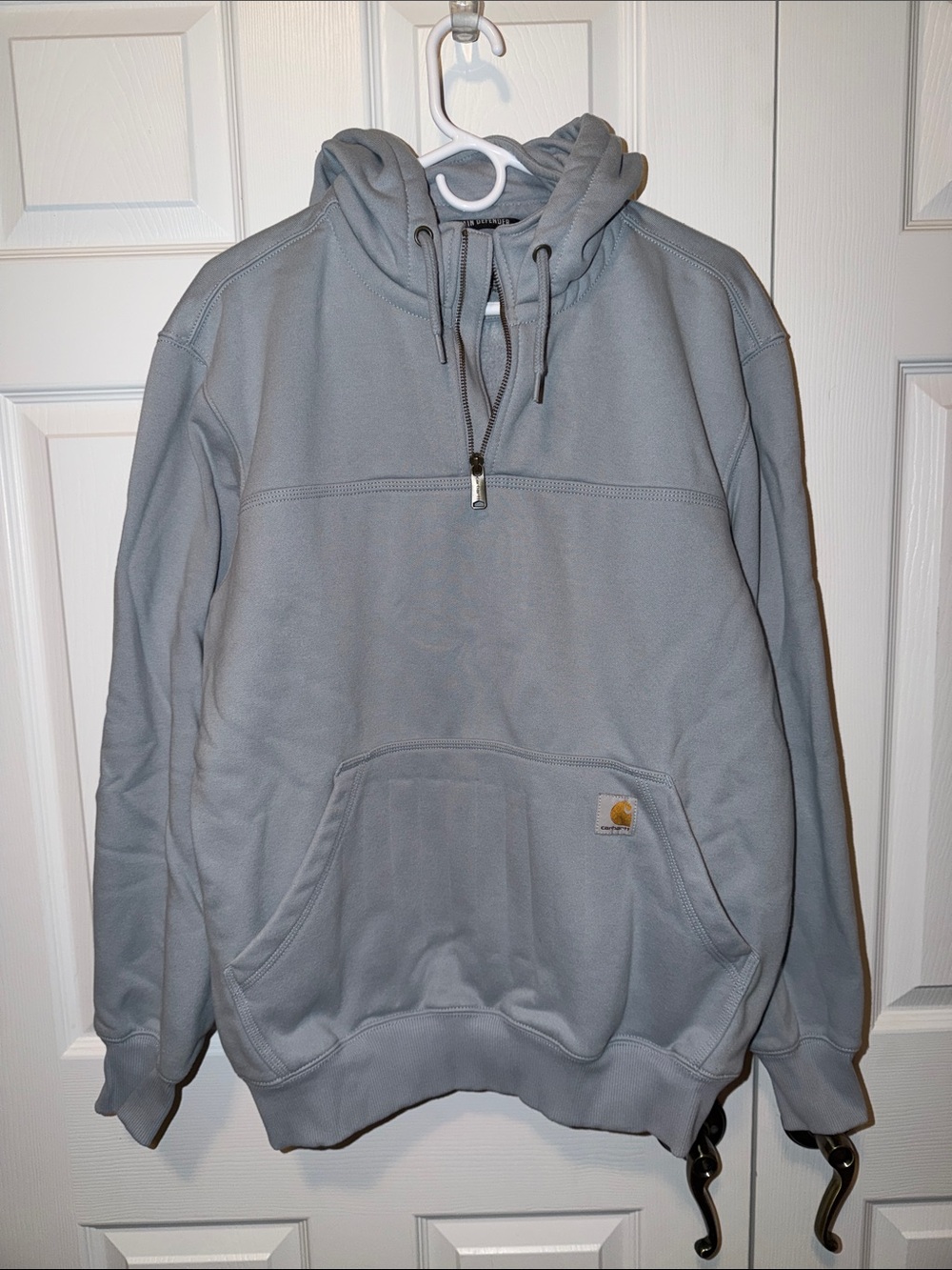 Carhartt Men’s Light Gray Half-Zip Fleece Hoodie
